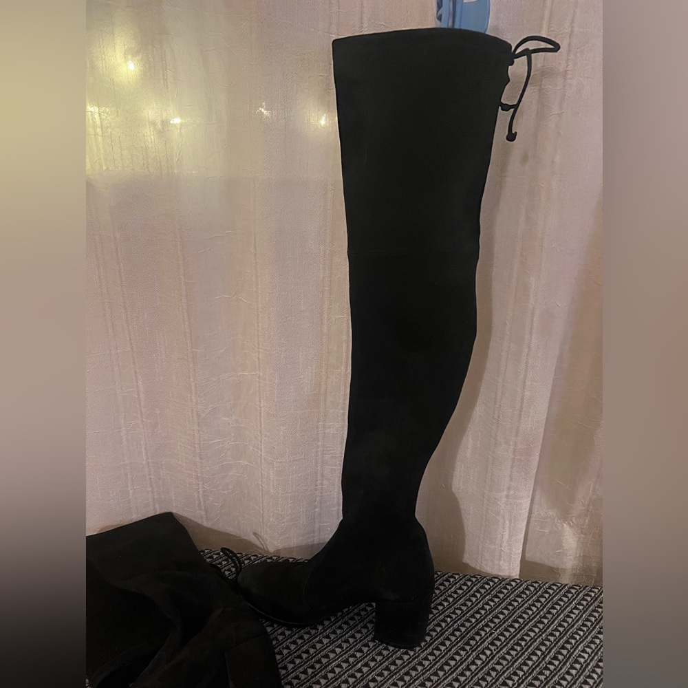 Stuart Weitzman Suede Over The Knee Boots Size 8 Black Heel